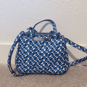 Guess Blue and Black Checkered Crossbody Bag